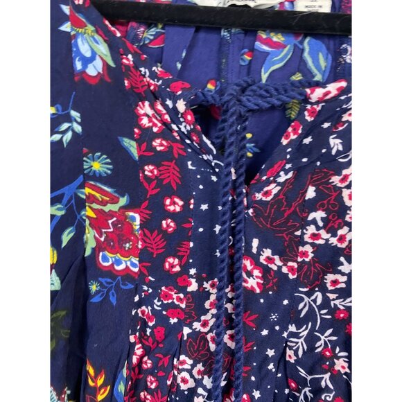 Cafe Marrakesh Floral Boho Peasant Top Blouse Womens Plus Size 3X Blue Pink - Picture 4 of 16